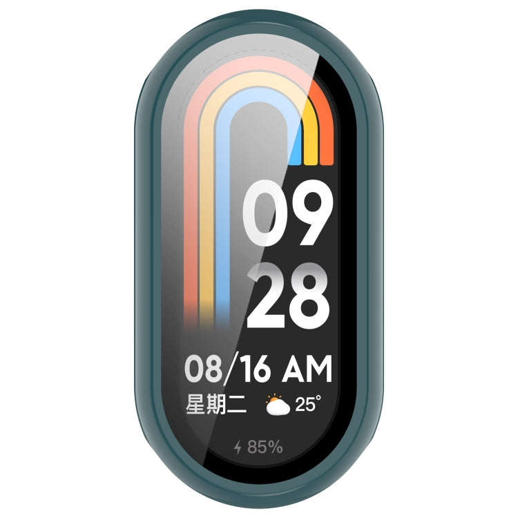 For Xiaomi Mi Band 8 PC + Tempered Film Integrated Protective Watch Case(Pine Green)