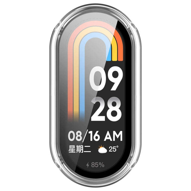 For Xiaomi Mi Band 8 PC + Tempered Film Integrated Protective Watch Case(Transparent White)