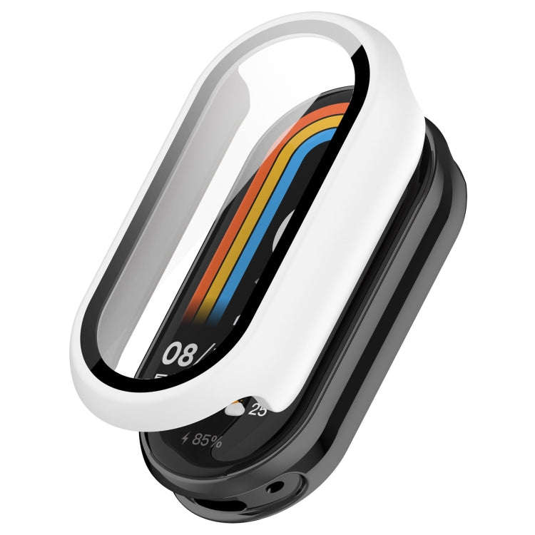 For Xiaomi Mi Band 8 PC + Tempered Film Integrated Protective Watch Case(White)