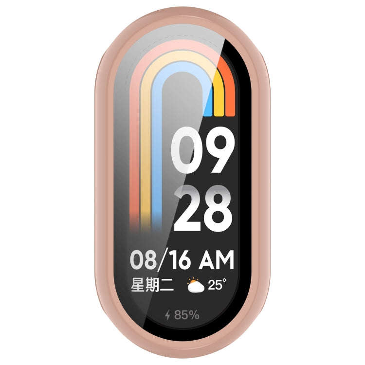 For Xiaomi Mi Band 8 PC + Tempered Film Integrated Protective Watch Case(Pink)