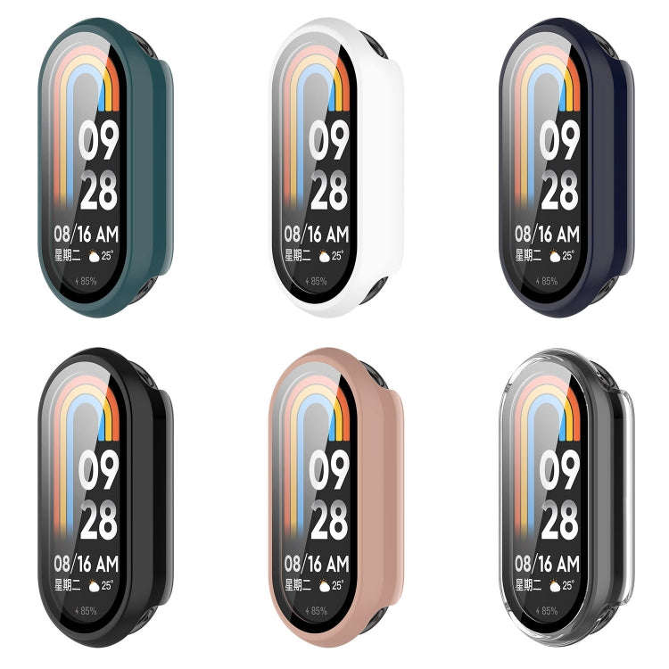 For Xiaomi Mi Band 8 PC + Tempered Film Integrated Protective Watch Case(White)