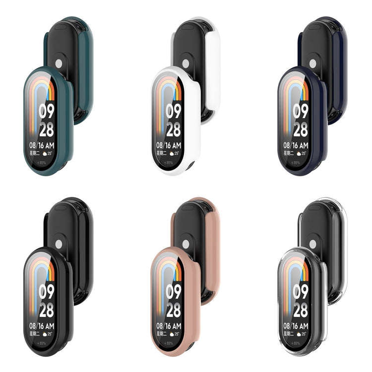 For Xiaomi Mi Band 8 PC + Tempered Film Integrated Protective Watch Case(White)