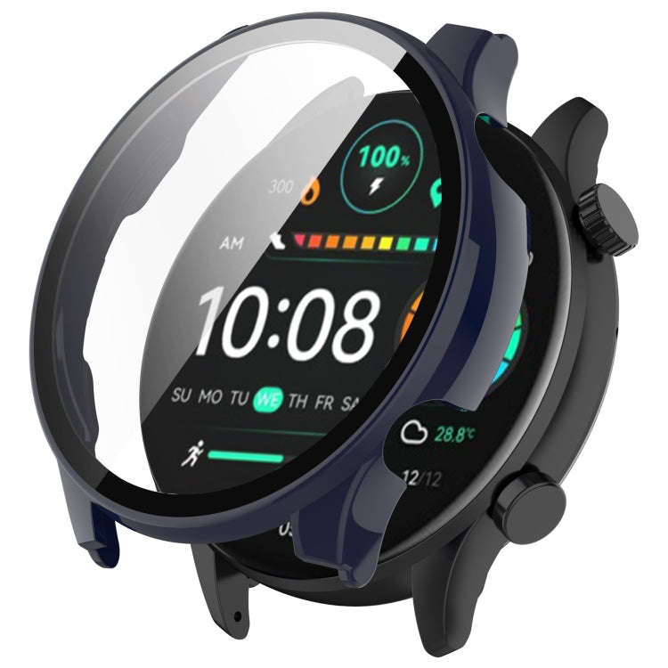 For Xiaomi Haylou RT3 / Solar Plus LS16 PC + Tempered Film Integrated Watch Protective Case(Ink B...