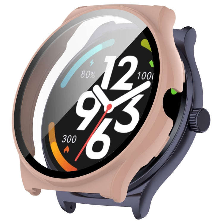 For Xiaomi Haylou Solar Lite R001 PC + Tempered Film Integrated Watch Protective Case(Pink)