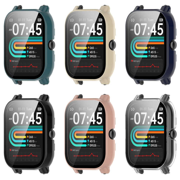 For P66 / P66D / P66ED 1.85 inch Watch PC + Tempered Film Integrated Watch Protective Case(Ink Blue)