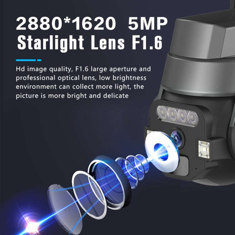 CF-Q812ES 5MP Two-way Voice Outdoor IP66 Waterproof WiFi Camera, Plug Type:EU Plug(Grey)