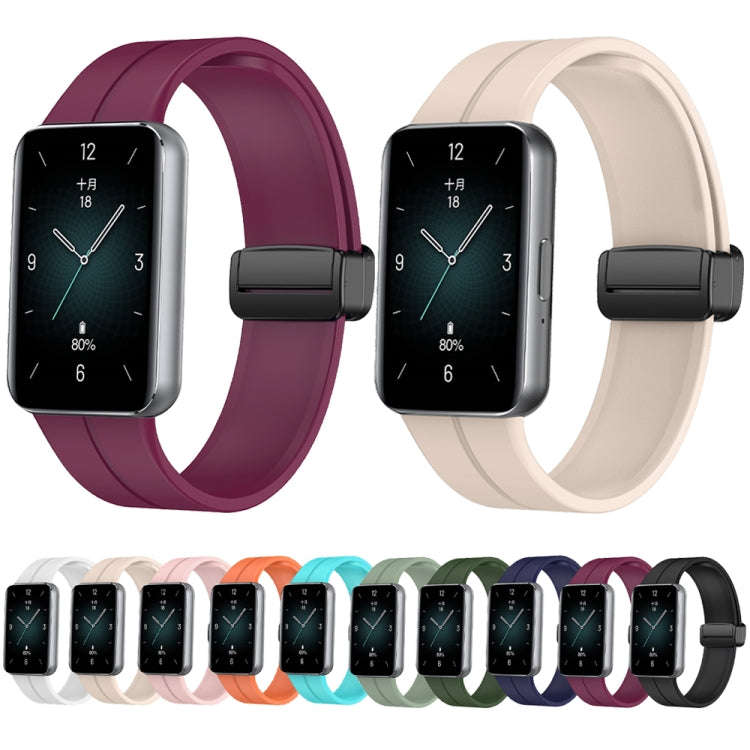 For Honor Band 9 Magnetic Folding Black Buckle Silicone Watch Band(Green)