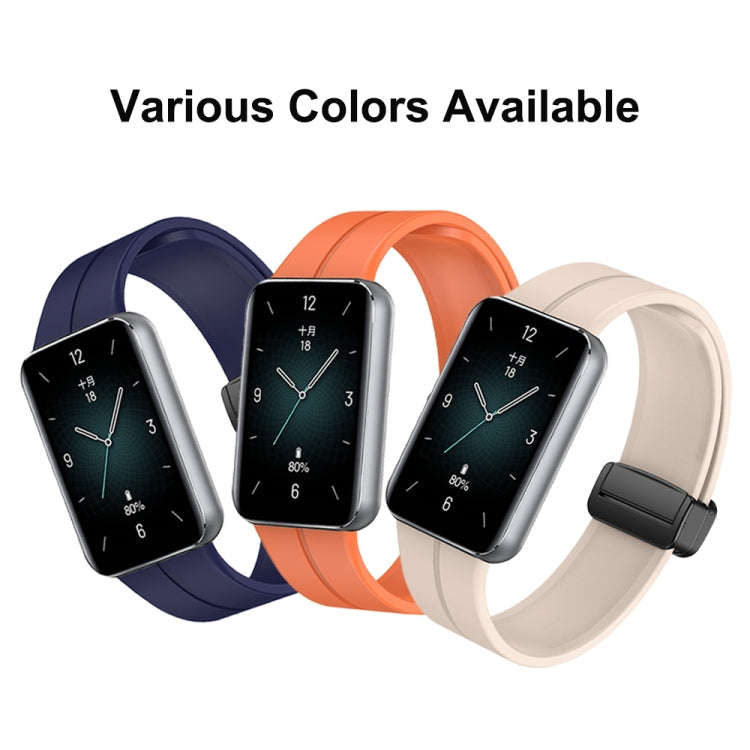For Honor Band 9 Magnetic Folding Black Buckle Silicone Watch Band(Blue)