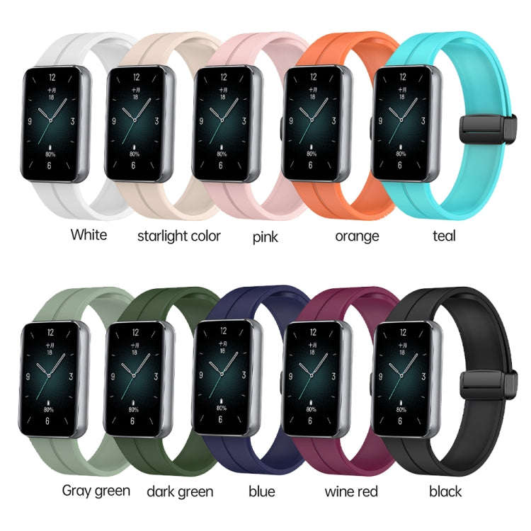 For Honor Band 9 Magnetic Folding Black Buckle Silicone Watch Band(Blue)
