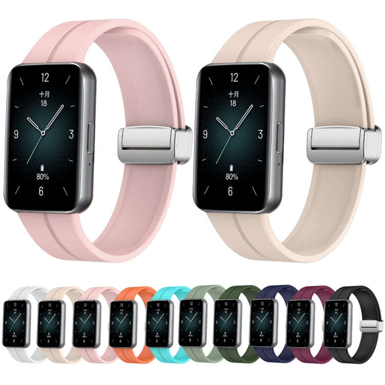 For Honor Band 9 Magnetic Folding Silver Buckle Silicone Watch Band(Teal)