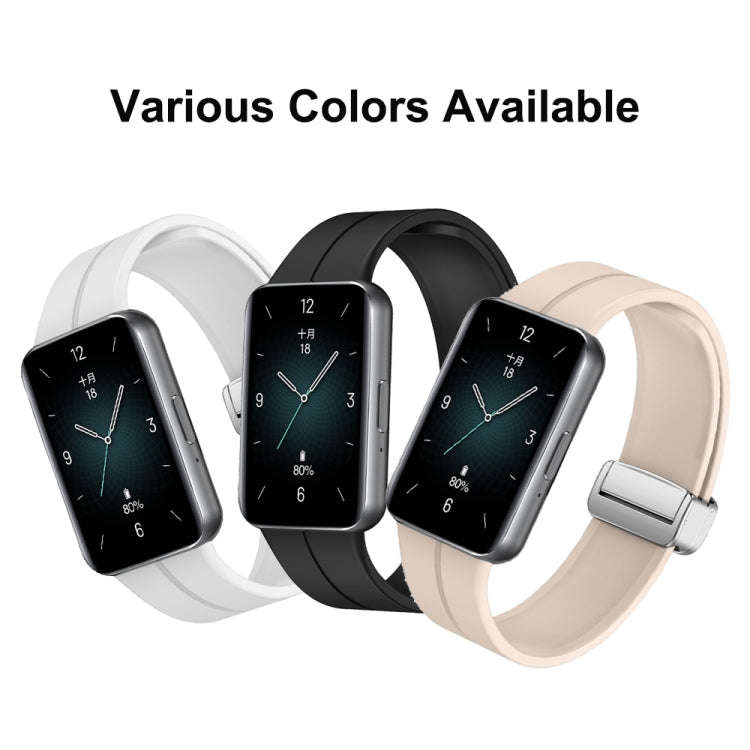 For Honor Band 9 Magnetic Folding Silver Buckle Silicone Watch Band(Blue)