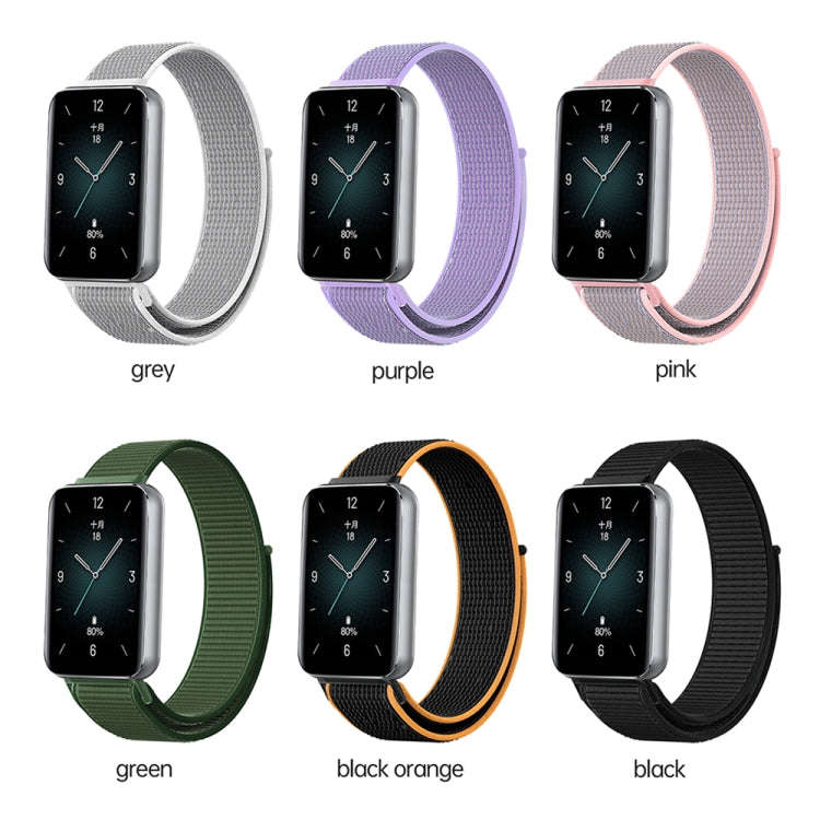 For Honor Band 9 Woven Nylon Loop Watch Band(Black Orange)