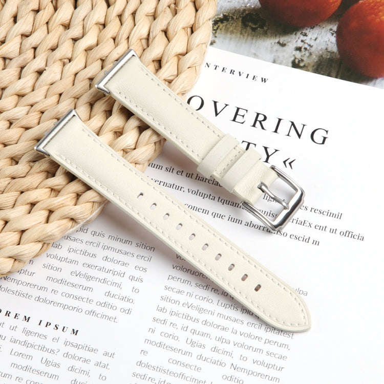For Honor Band 9 Genuine Leather Watch Band(Creamy White)