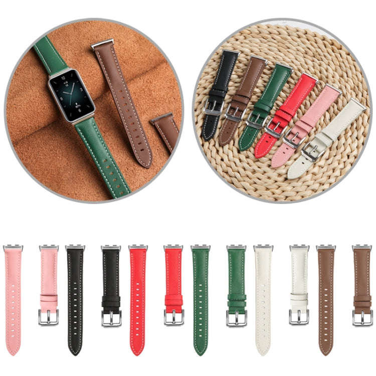 For Honor Band 9 Genuine Leather Watch Band(Creamy White)