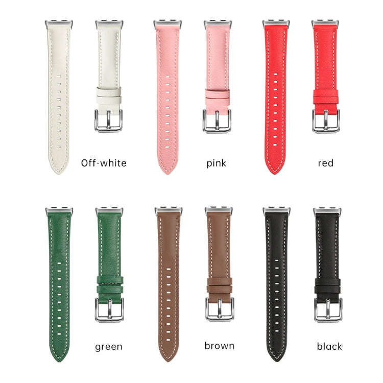 For Honor Band 9 Genuine Leather Watch Band(Creamy White)