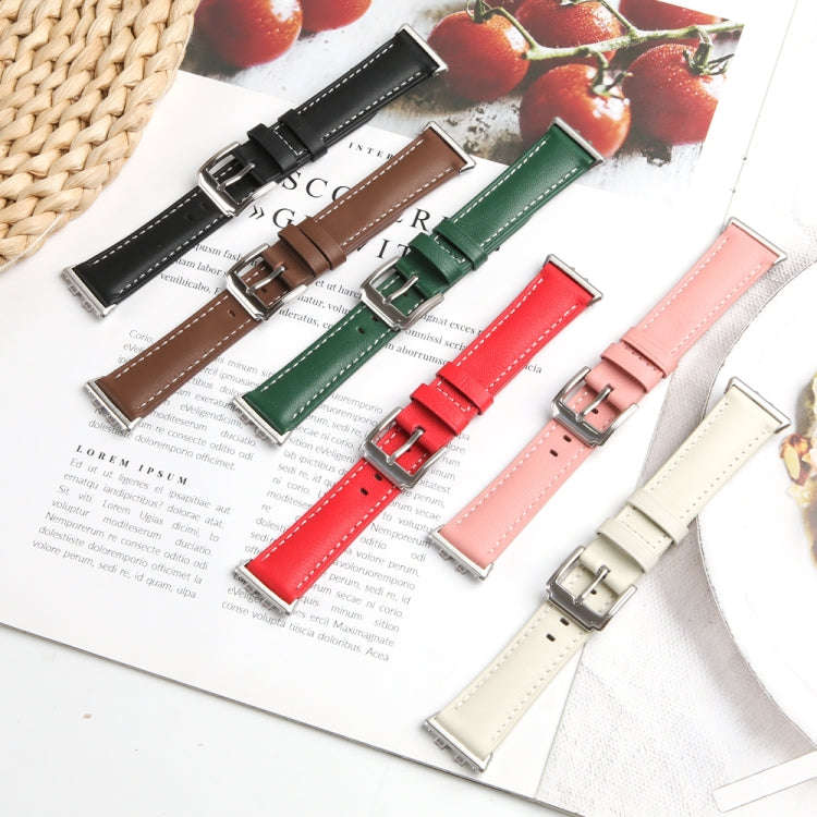 For Honor Band 9 Genuine Leather Watch Band(Creamy White)