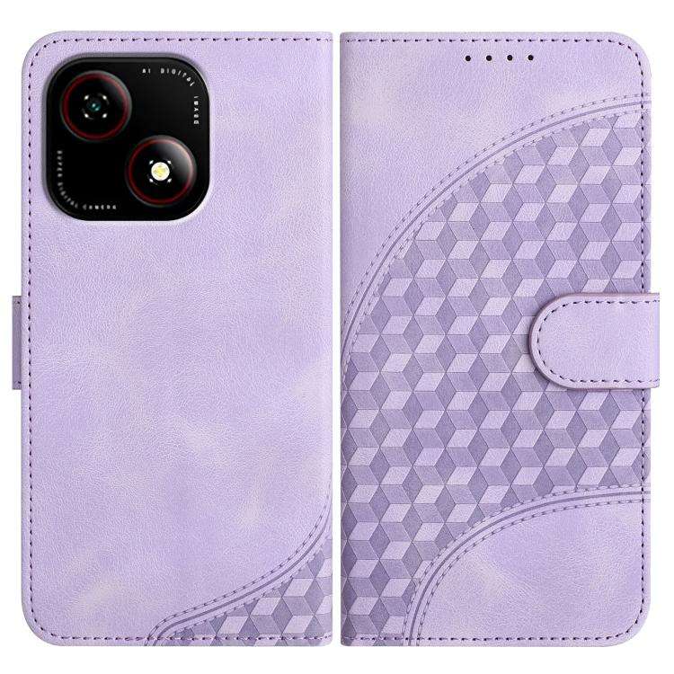 For ZTE Blade A35e 4G YX0060 Elephant Head Embossed Phone Leather Case with Lanyard(Light Purple)