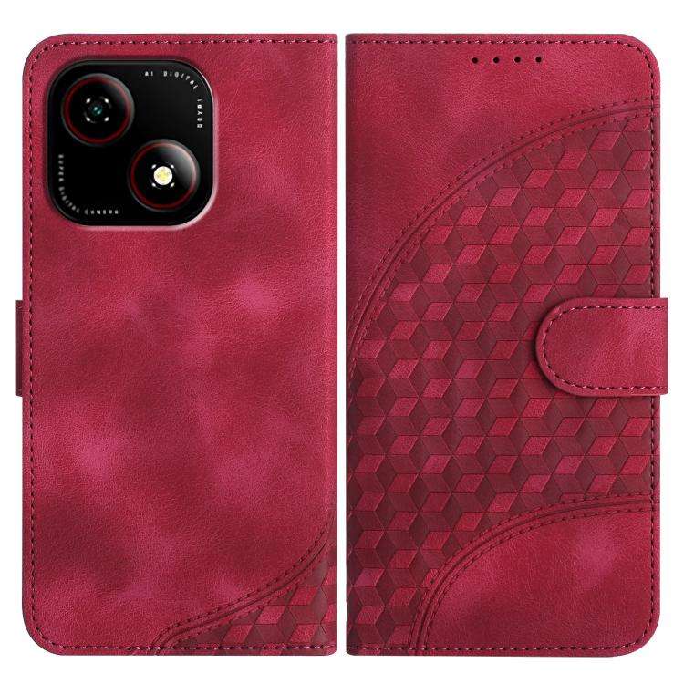 For ZTE Blade A35e 4G YX0060 Elephant Head Embossed Phone Leather Case with Lanyard(Rose Red)