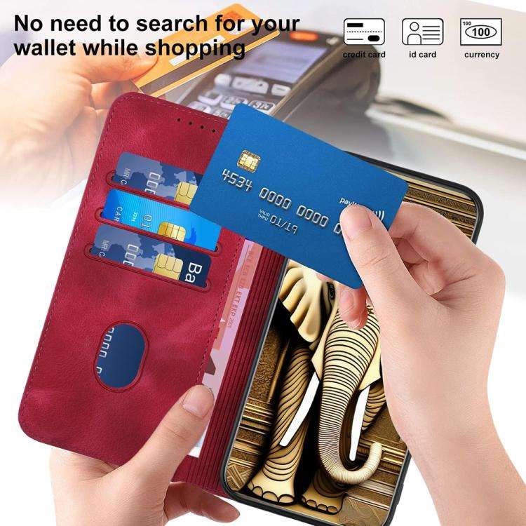 For ZTE Blade A35e 4G YX0060 Elephant Head Embossed Phone Leather Case with Lanyard(Rose Red)