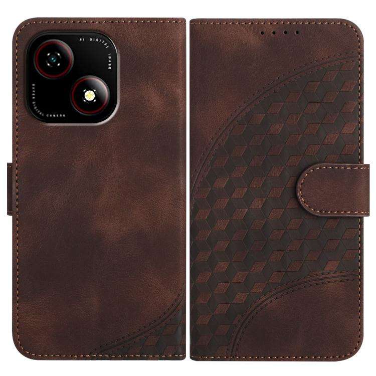For ZTE Blade A35e 4G YX0060 Elephant Head Embossed Phone Leather Case with Lanyard(Coffee)
