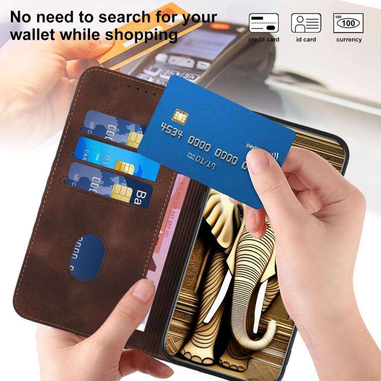 For ZTE Blade A35e 4G YX0060 Elephant Head Embossed Phone Leather Case with Lanyard(Coffee)