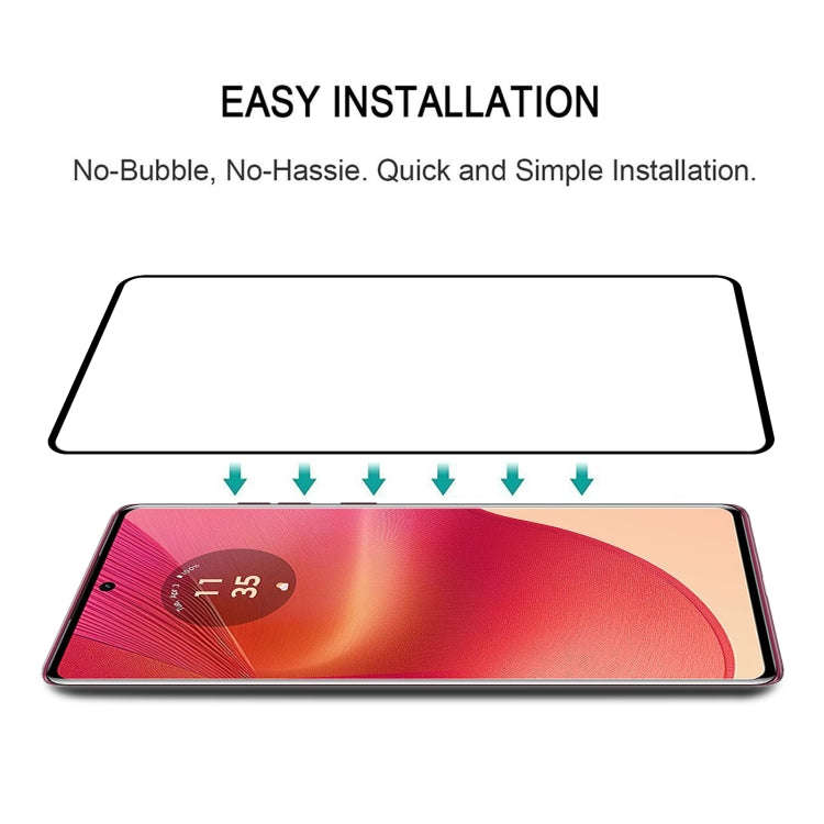 For Motorola Edge 50 Fusion Edge Glue 9H HD 3D Curved Edge Tempered Glass Film(Black)