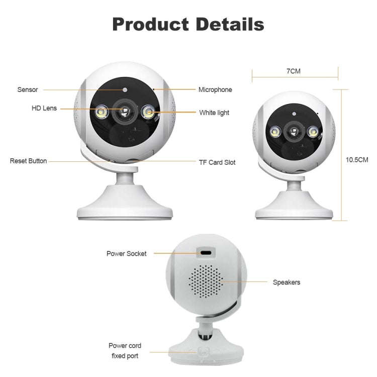 CM-I310M 3MP 180 Degree Panoramic Smart PTZ WiFi Surveillance Camera, EU Plug(White)