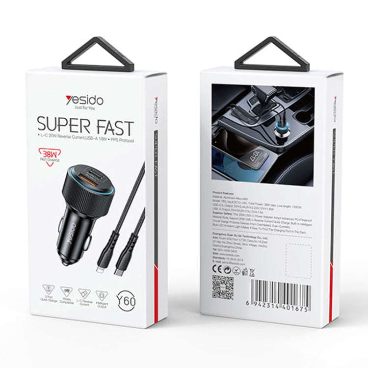 Yesido Y60 38W Car Fast Charging Charger(Black)