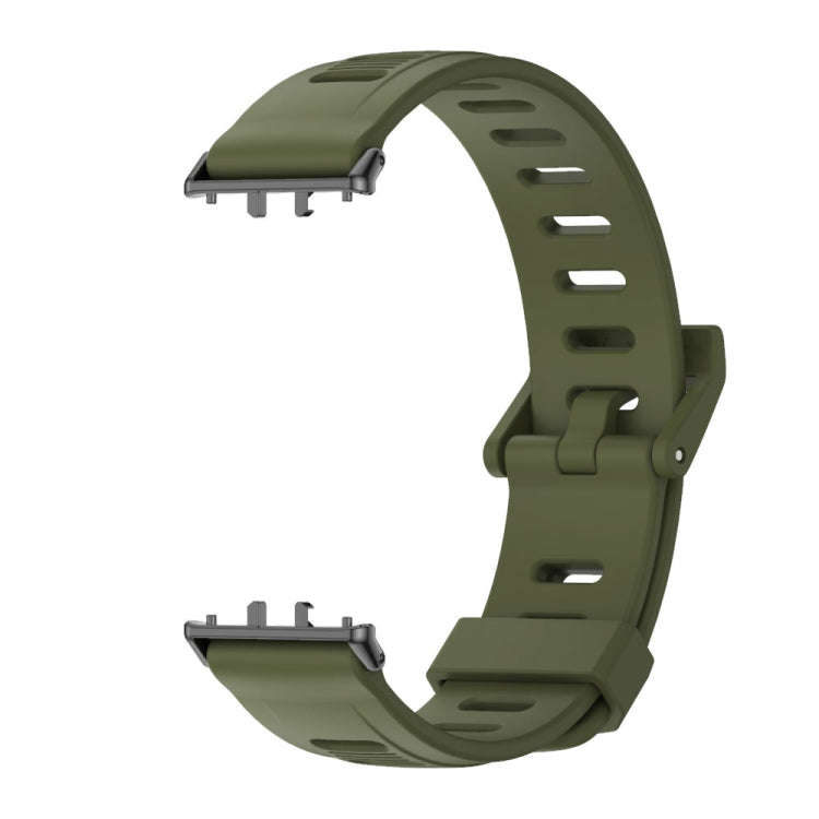 For Samsung Galaxy Fit 3 Mijobs Flat Hole Silicone Watch Band(Army Green+Black)