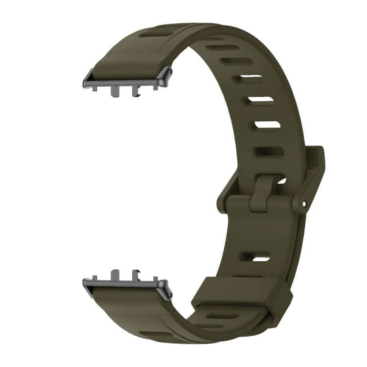 For Samsung Galaxy Fit 3 Mijobs Flat Hole Silicone Watch Band(Khaki Green+Black)