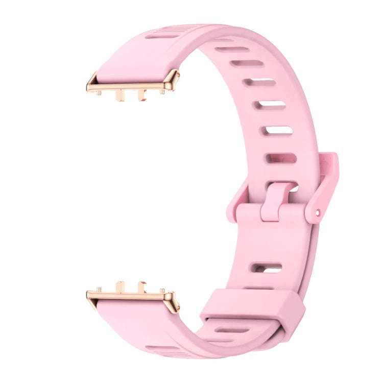 For Samsung Galaxy Fit 3 Mijobs Flat Hole Silicone Watch Band(Lotus Root Powder+Rose Gold)