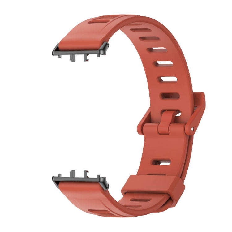 For Samsung Galaxy Fit 3 Mijobs Flat Hole Silicone Watch Band(Orange+Black)
