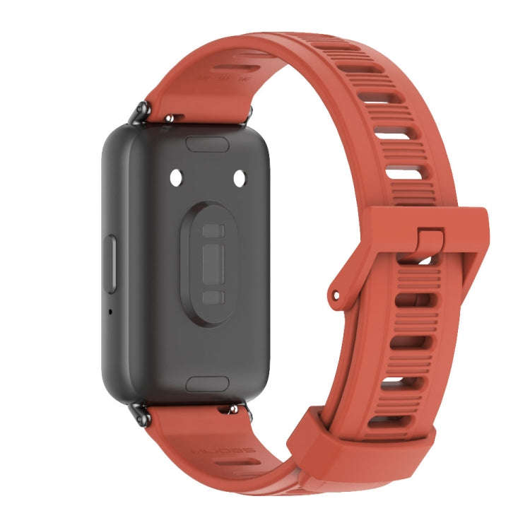 For Samsung Galaxy Fit 3 Mijobs Flat Hole Silicone Watch Band(Orange+Black)