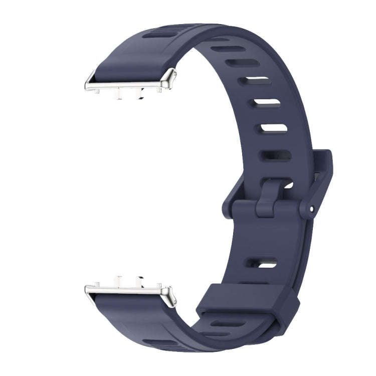 For Samsung Galaxy Fit 3 Mijobs Flat Hole Silicone Watch Band(Midnight Blue+Silver)