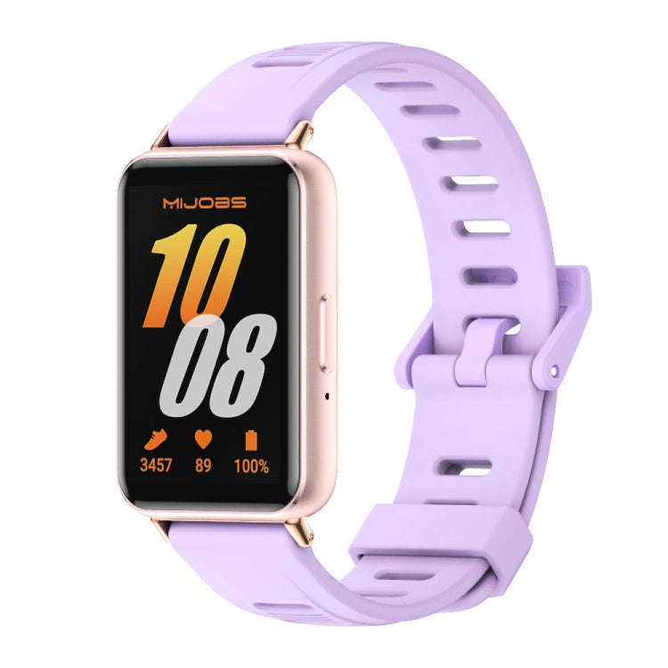 For Samsung Galaxy Fit 3 Mijobs Flat Hole Silicone Watch Band(Purple+Rose Gold)