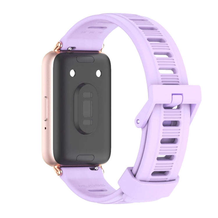 For Samsung Galaxy Fit 3 Mijobs Flat Hole Silicone Watch Band(Purple+Rose Gold)