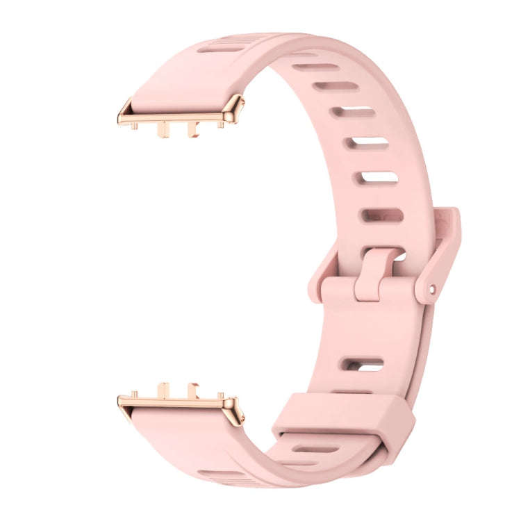 For Samsung Galaxy Fit 3 Mijobs Flat Hole Silicone Watch Band(Pink+Rose Gold)