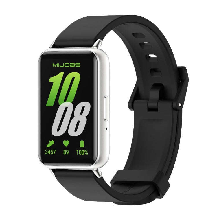 For Samsung Galaxy Fit 3 Mijobs Silicone Watch Band(Black+Silver)