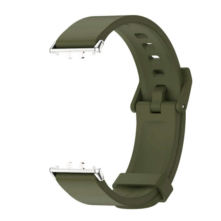 For Samsung Galaxy Fit 3 Mijobs Silicone Watch Band(Army Green+Silver)