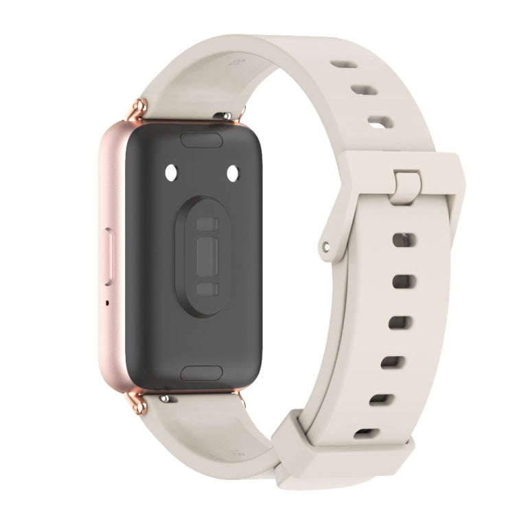 For Samsung Galaxy Fit 3 Mijobs Silicone Watch Band(Grey+Rose Gold)