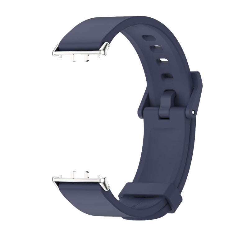 For Samsung Galaxy Fit 3 Mijobs Silicone Watch Band(Midnight Blue+Silver)
