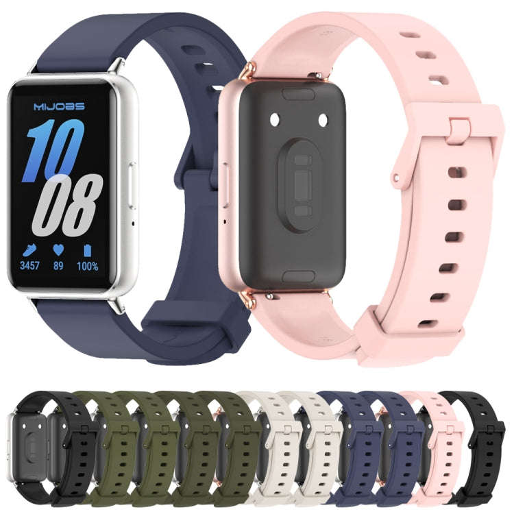 For Samsung Galaxy Fit 3 Mijobs Silicone Watch Band(Army Green+Silver)
