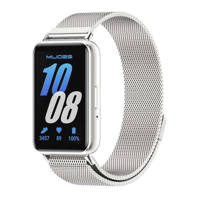 For Samsung Galaxy Fit 3 Mijobs Milan Magnetic Metal Watch Band(Silver)