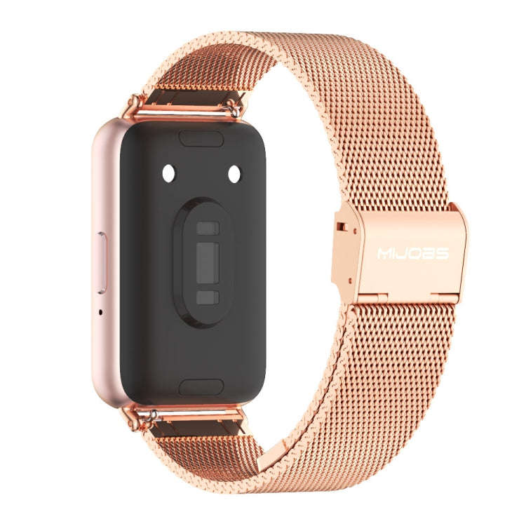 For Samsung Galaxy Fit 3 Mijobs Milan Buckle Metal Watch Band(Rose Gold)