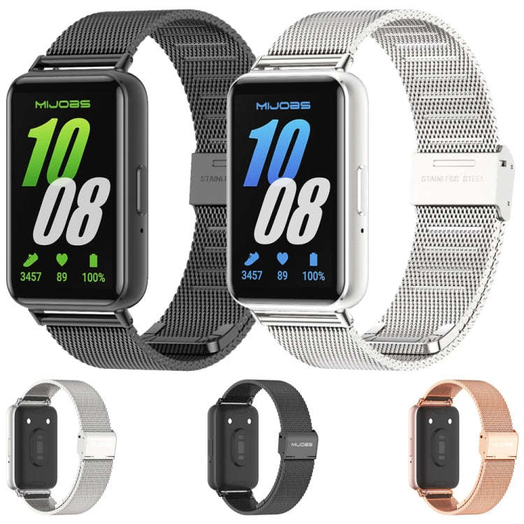 For Samsung Galaxy Fit 3 Mijobs Milan Buckle Metal Watch Band(Silver)