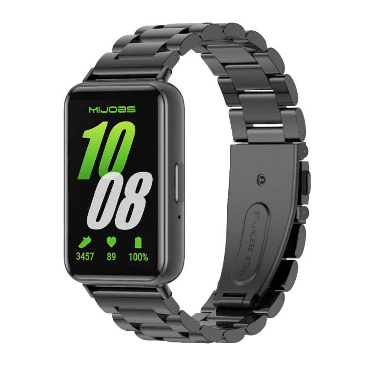 For Samsung Galaxy Fit 3 Mijobs Three-Beads Metal Watch Band(Black)