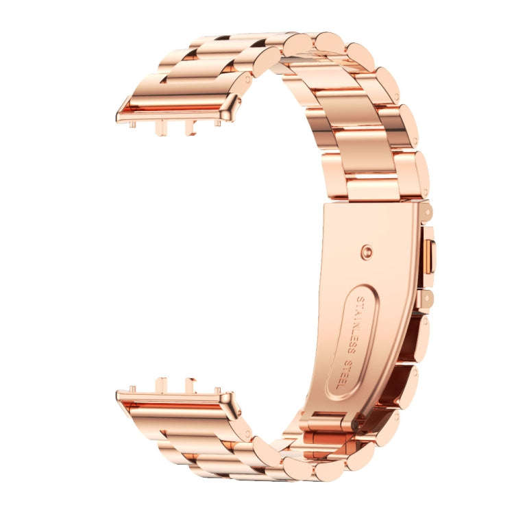 For Samsung Galaxy Fit 3 Mijobs Three-Beads Metal Watch Band(Rose Gold)
