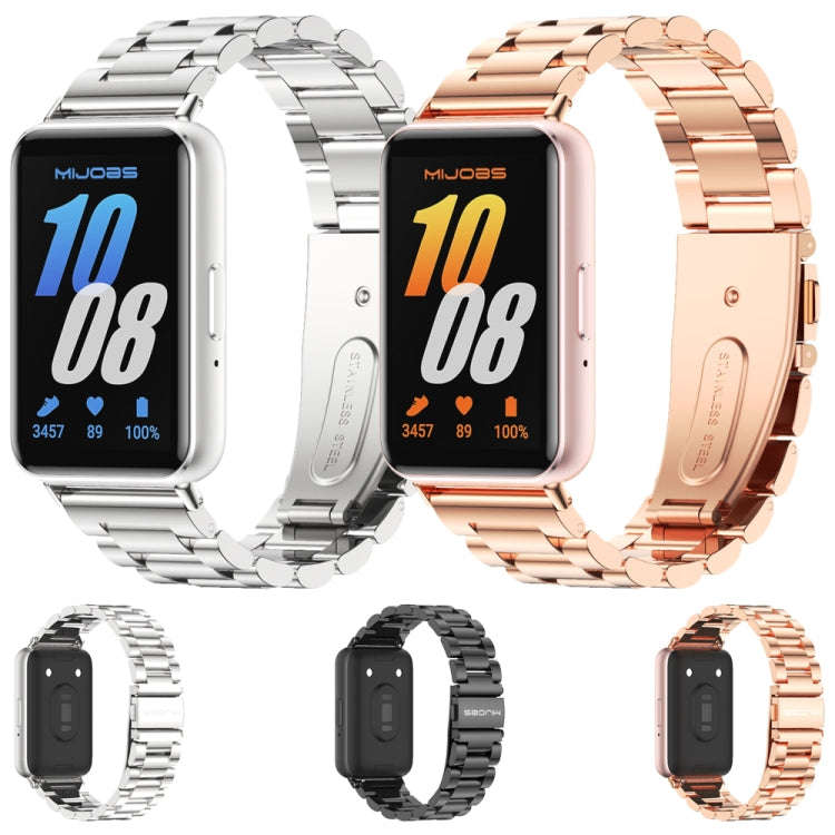 For Samsung Galaxy Fit 3 Mijobs Three-Beads Metal Watch Band(Silver)