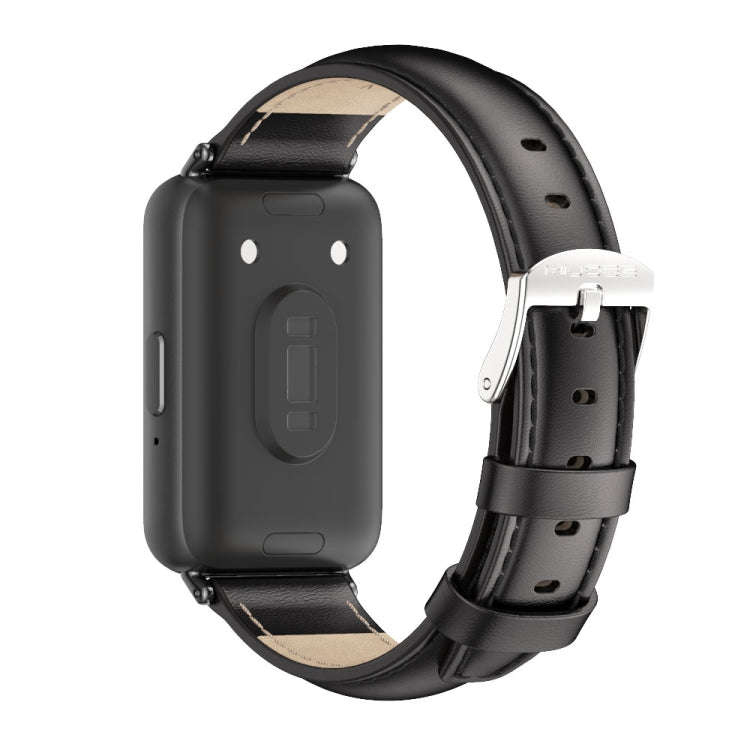 For Samsung Galaxy Fit 3 Mijobs Dual-sided Genuine Leather Watch Band(Black)