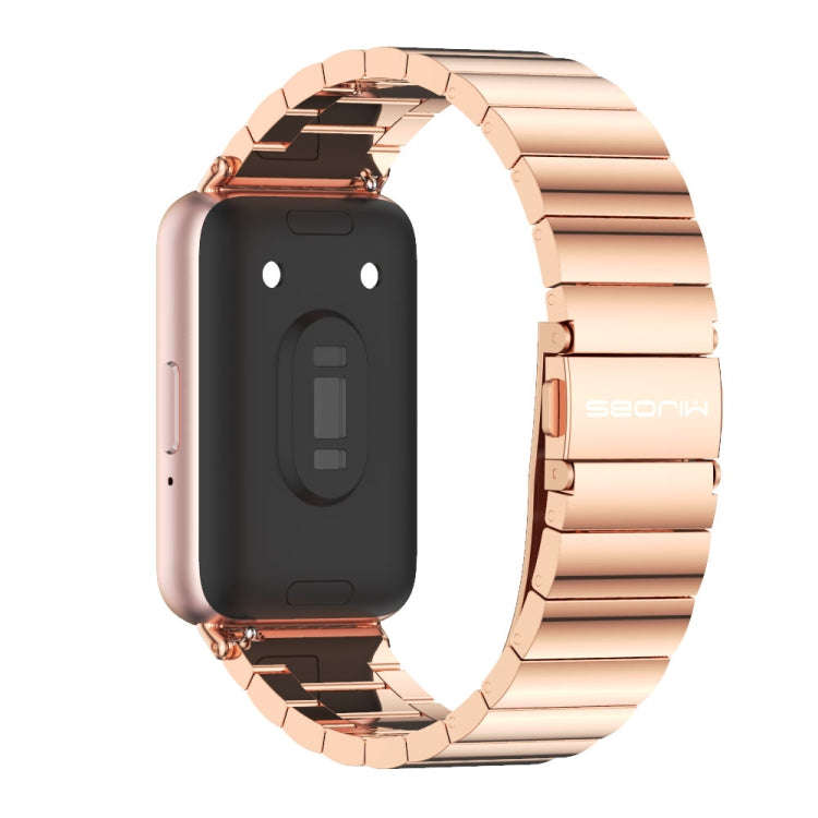 For Samsung Galaxy Fit 3 Mijobs Bamboo Metal Watch Band(Rose Gold)